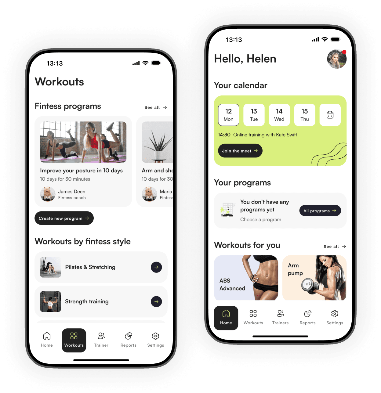 Fitness Application — product screen