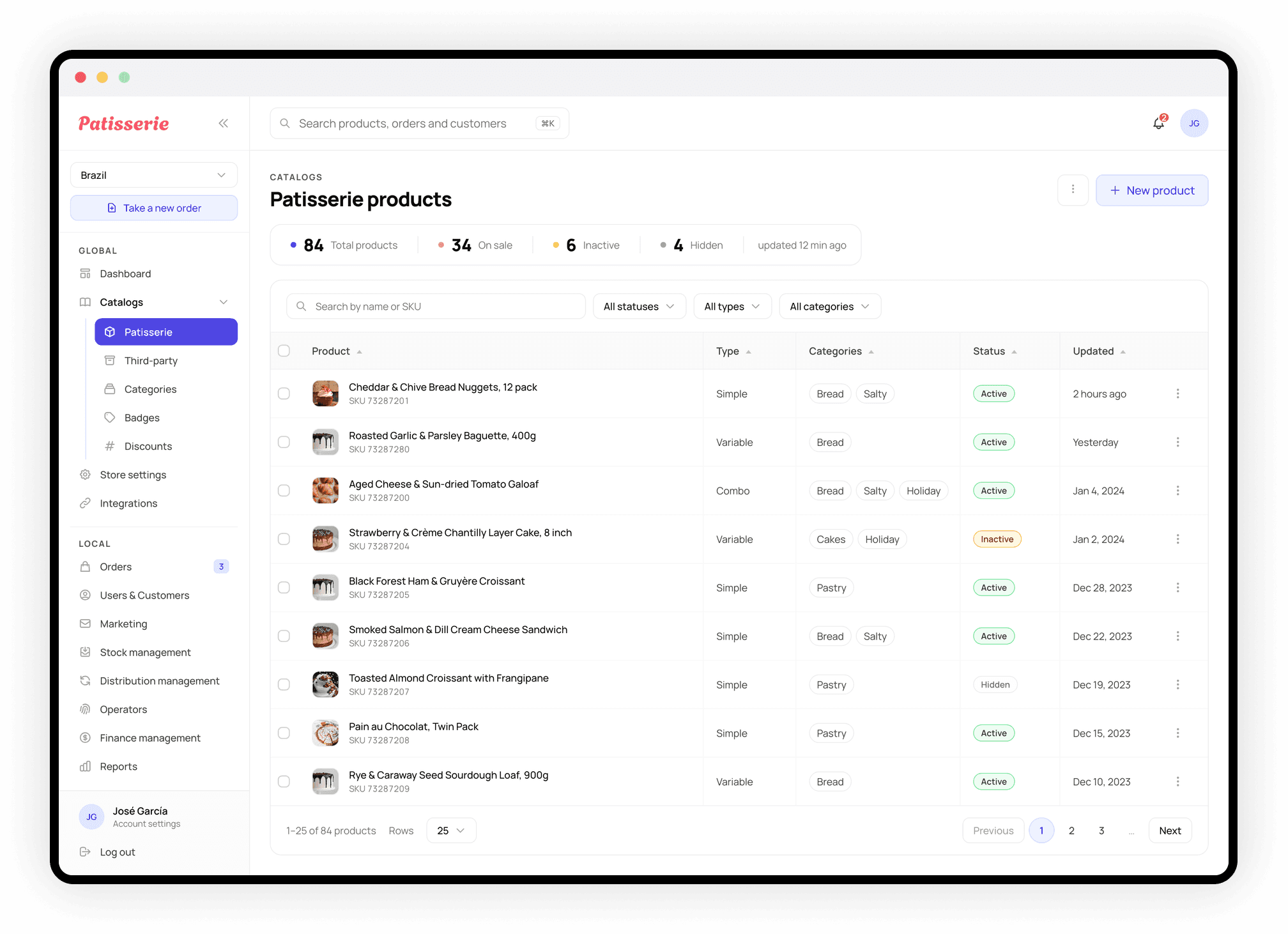 B2B Platform for a Multi-Country Franchise — product screen