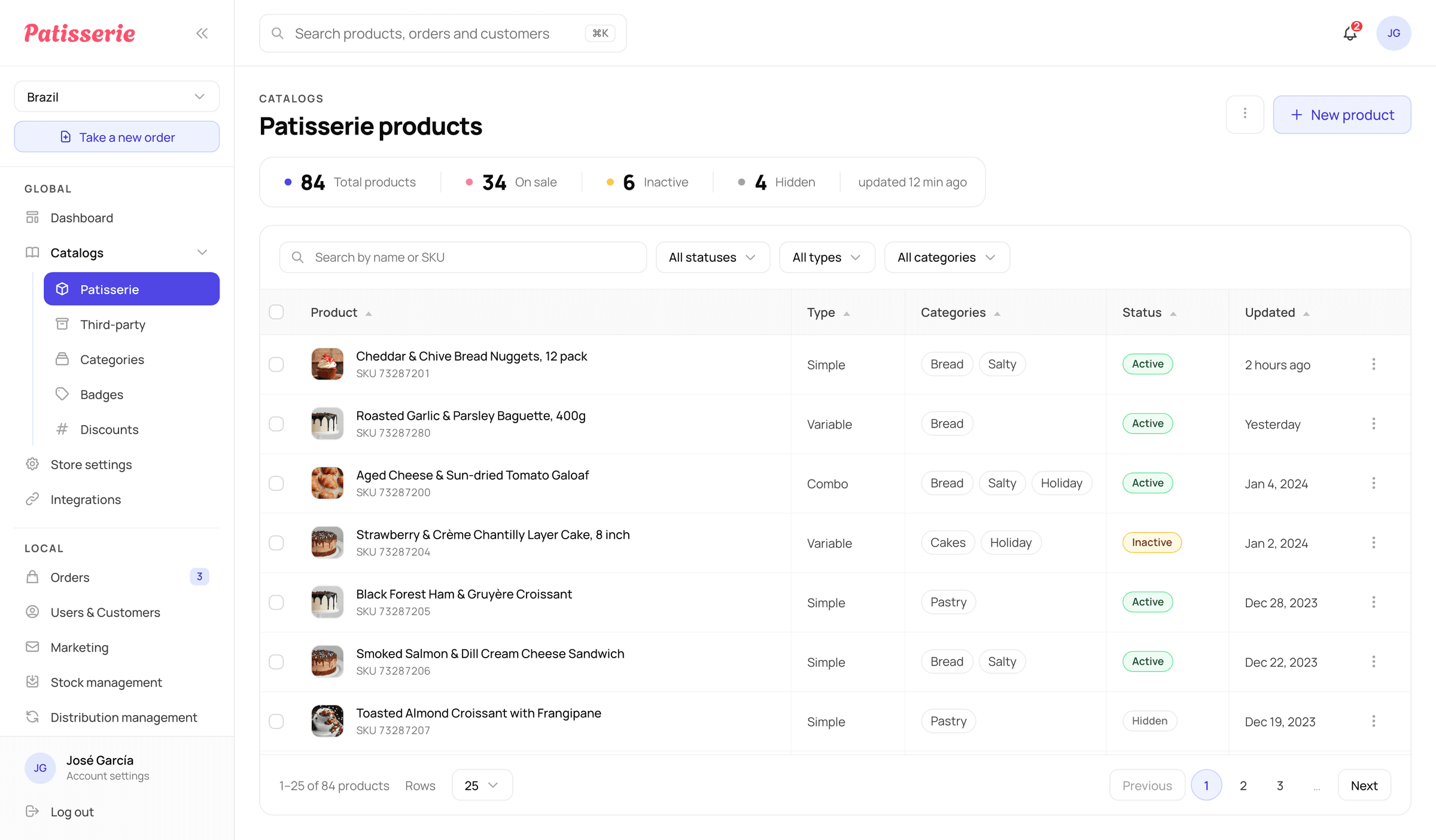 Two-catalog structure for own and third-party products