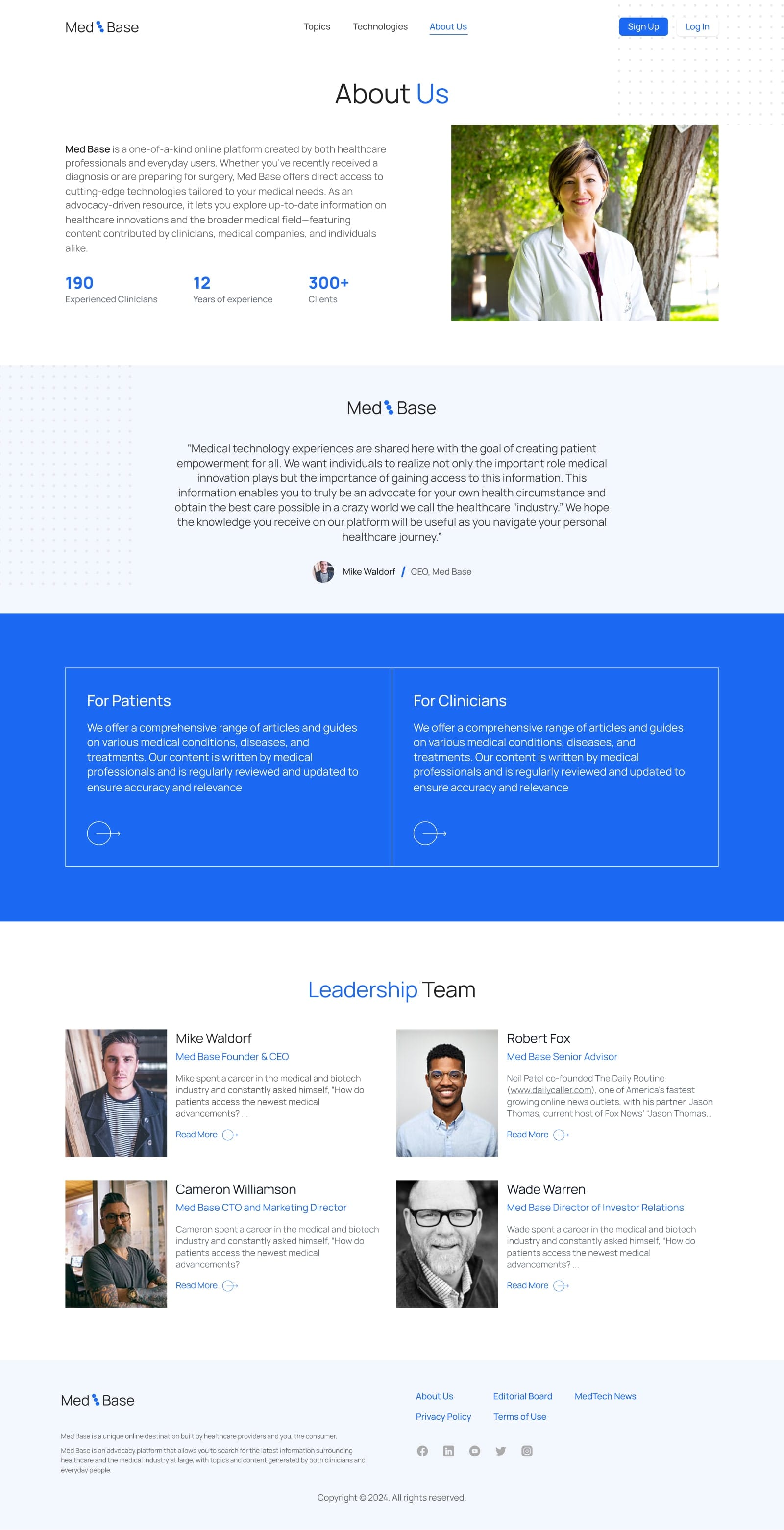 About Us page (recreated representation)