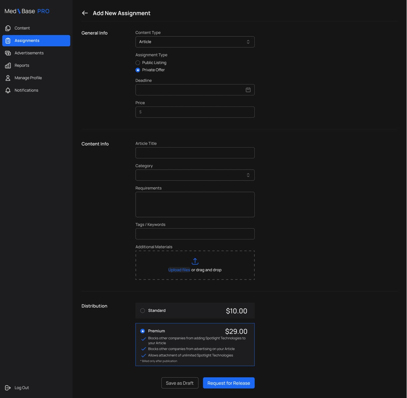 Assignment creation flow