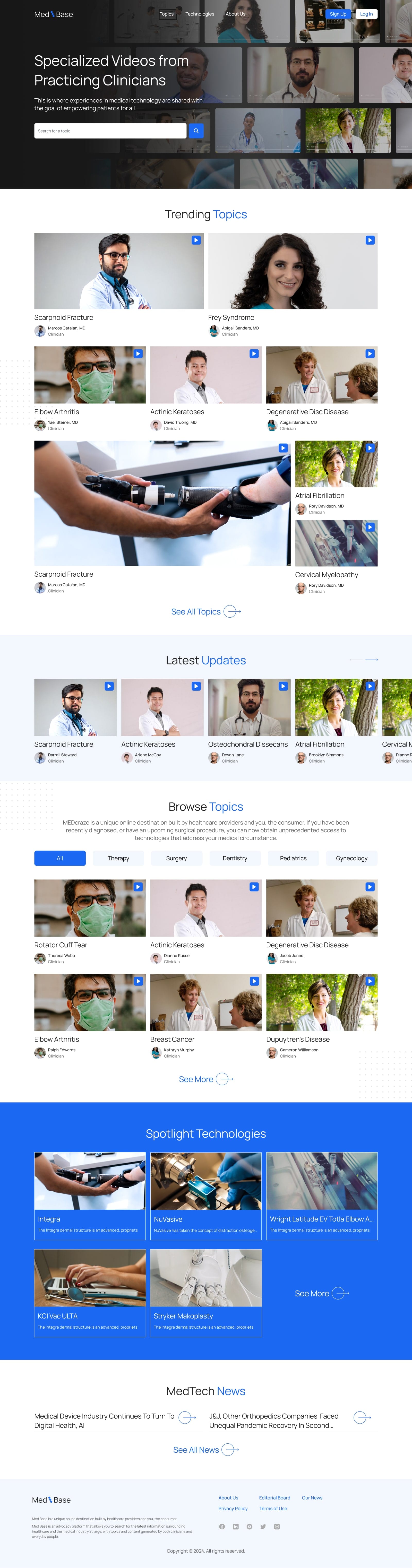 Redesigned homepage (recreated representation)