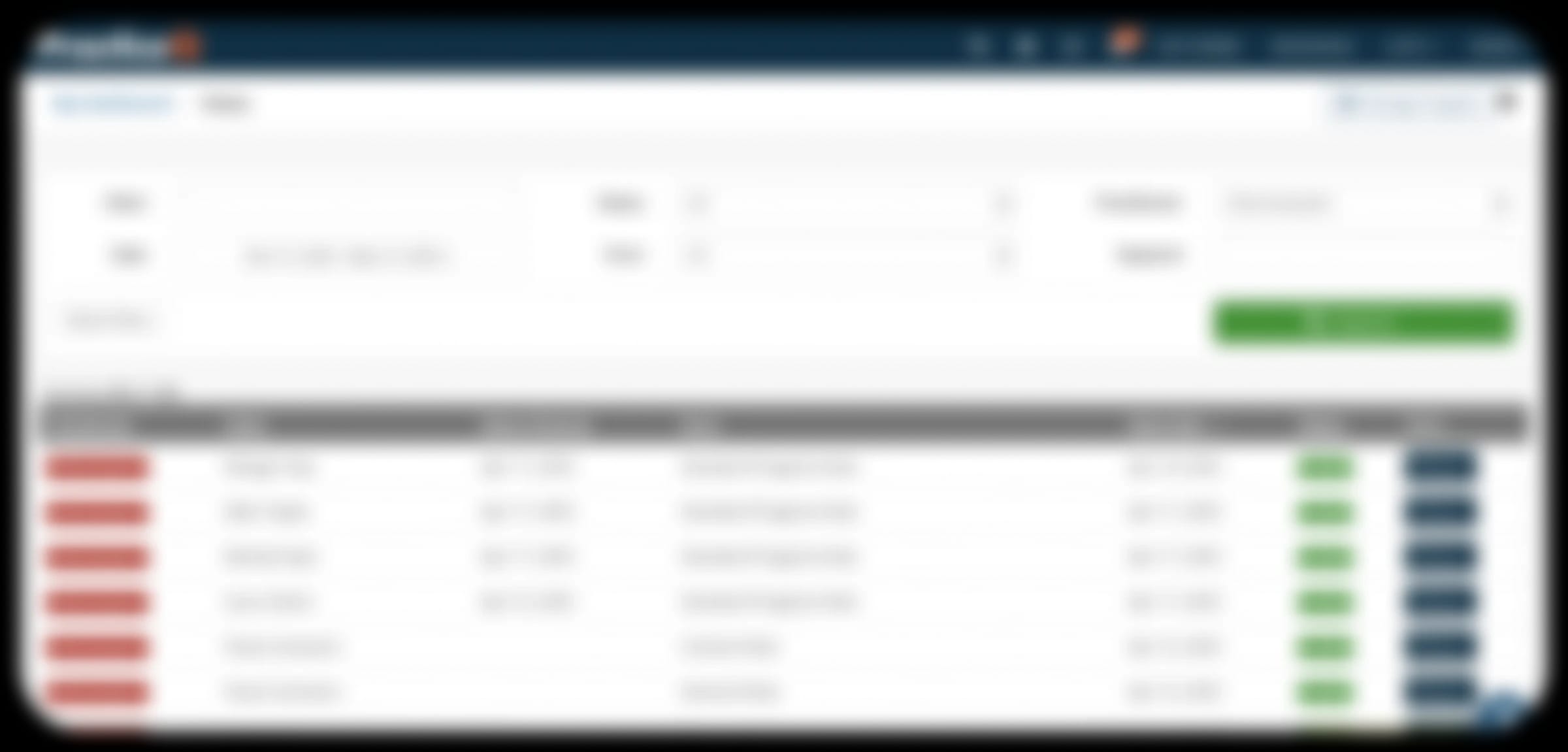 The previous third-party EHR system: dense, overloaded interface (blurred for confidentiality)