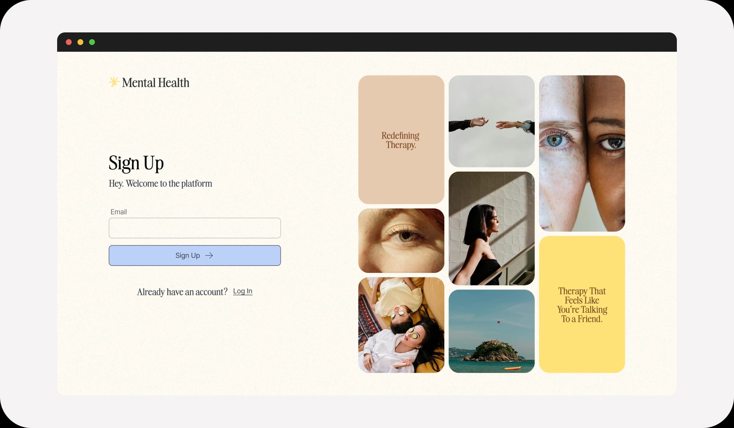 Patient sign-up screen in the new visual language